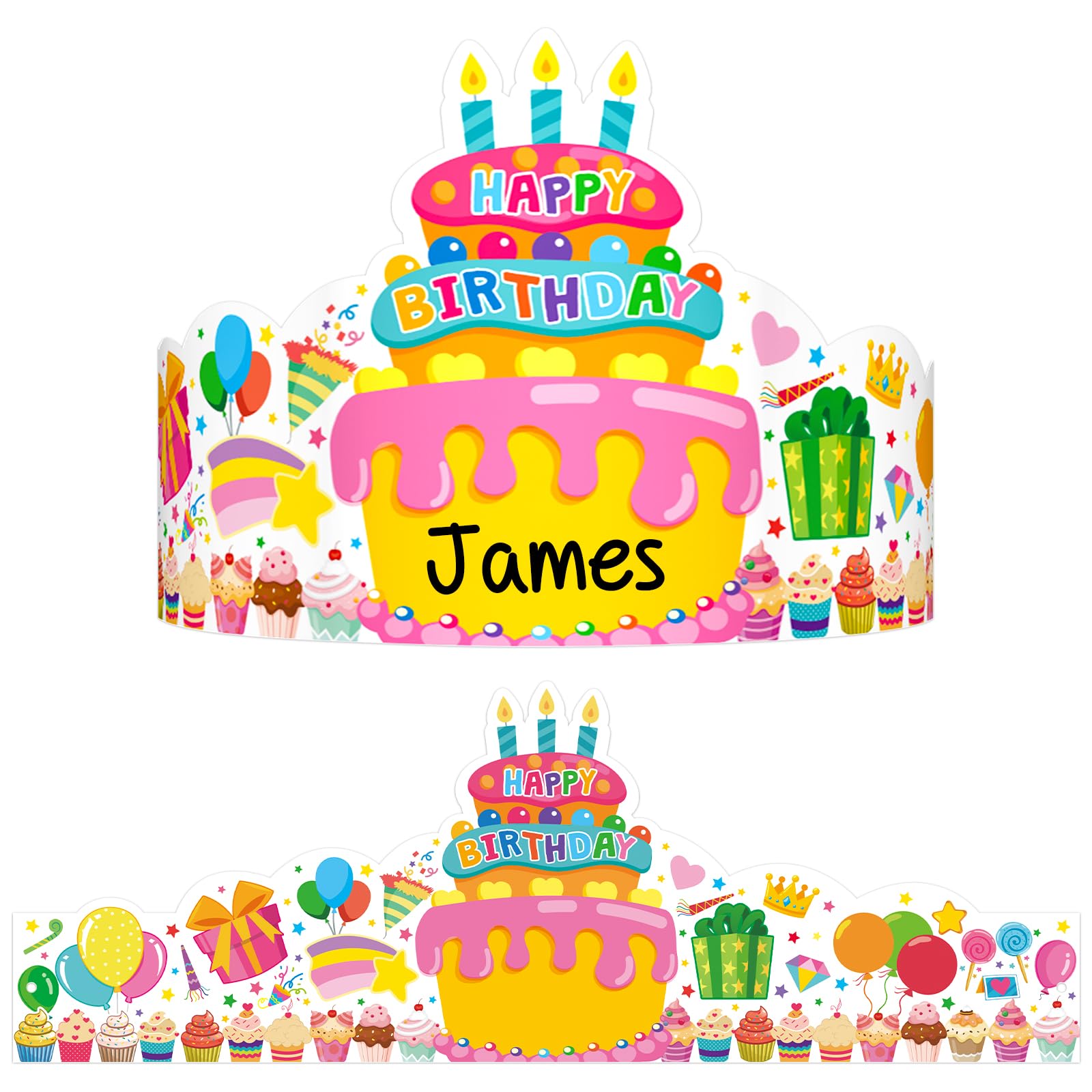 Paquete de 36 coronas de cumpleaños para niños, coloridos sombreros de fiesta de papel, juego de coronas de cumpleaños para profesores, estudiantes, aula