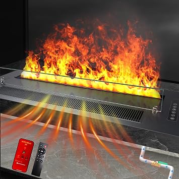 Water Vapor Fireplace Insert, 3D Realistic Flame, with Heat,59.1"