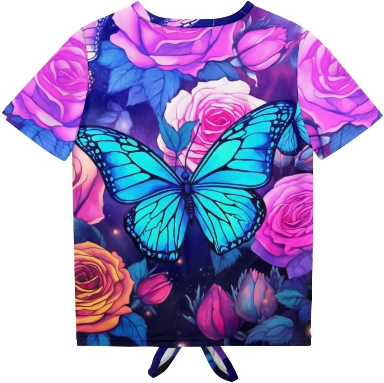 Upetstory Girls T-Shirts Short Sleeve Tie Front Top Tee Tops