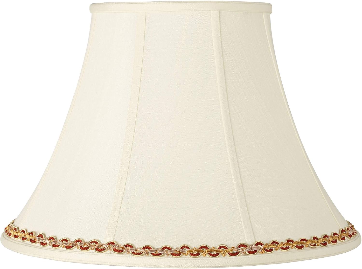Creme Large Bell Lamp Shade with Gold and Rust Trim 9" Top x 18" Bottom x 13" High (Spider) Replacement with Harp and Finial - Imperial Shade