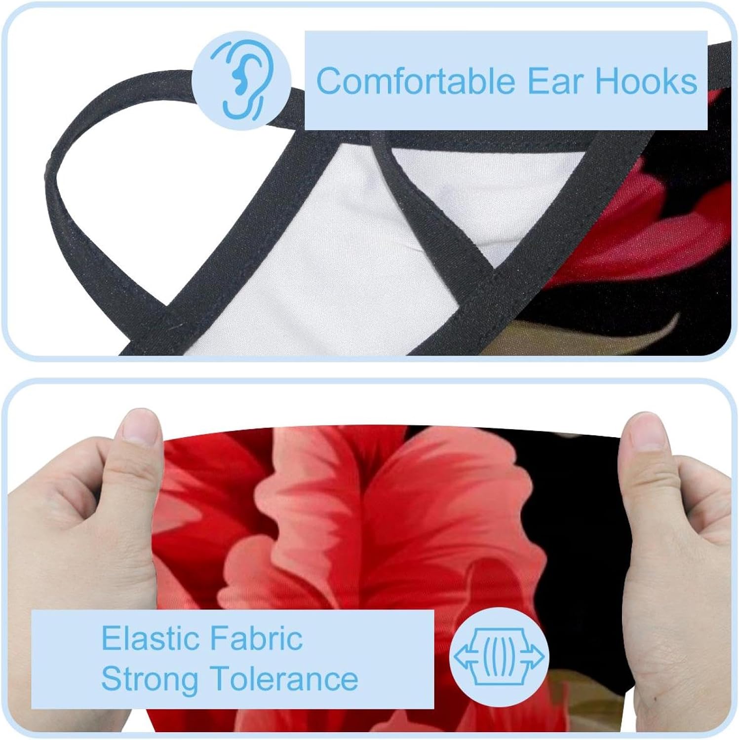 4 Pieces Peony Neck Gaiter Bandana Face Mask, Sun Cooling Scarf Gator Cover Head for Men Women