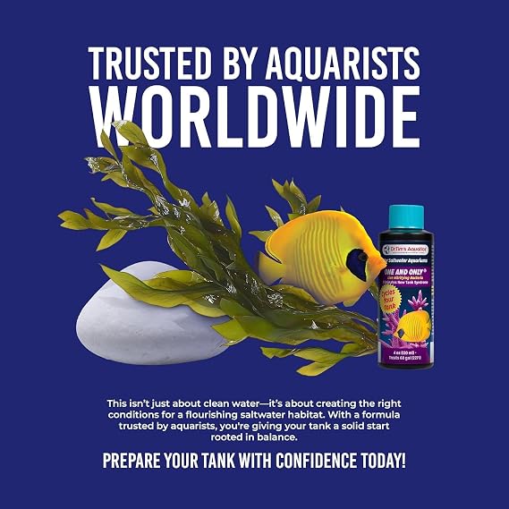 Dr. Tims Aquatics Saltwater One & Only Nitrifying Bacteria For New Fish Tanks, Aquariums, Water Filtering, Disease Treatment H20 Pure Fish Tank Cleaner Removes Toxins 4 Oz.