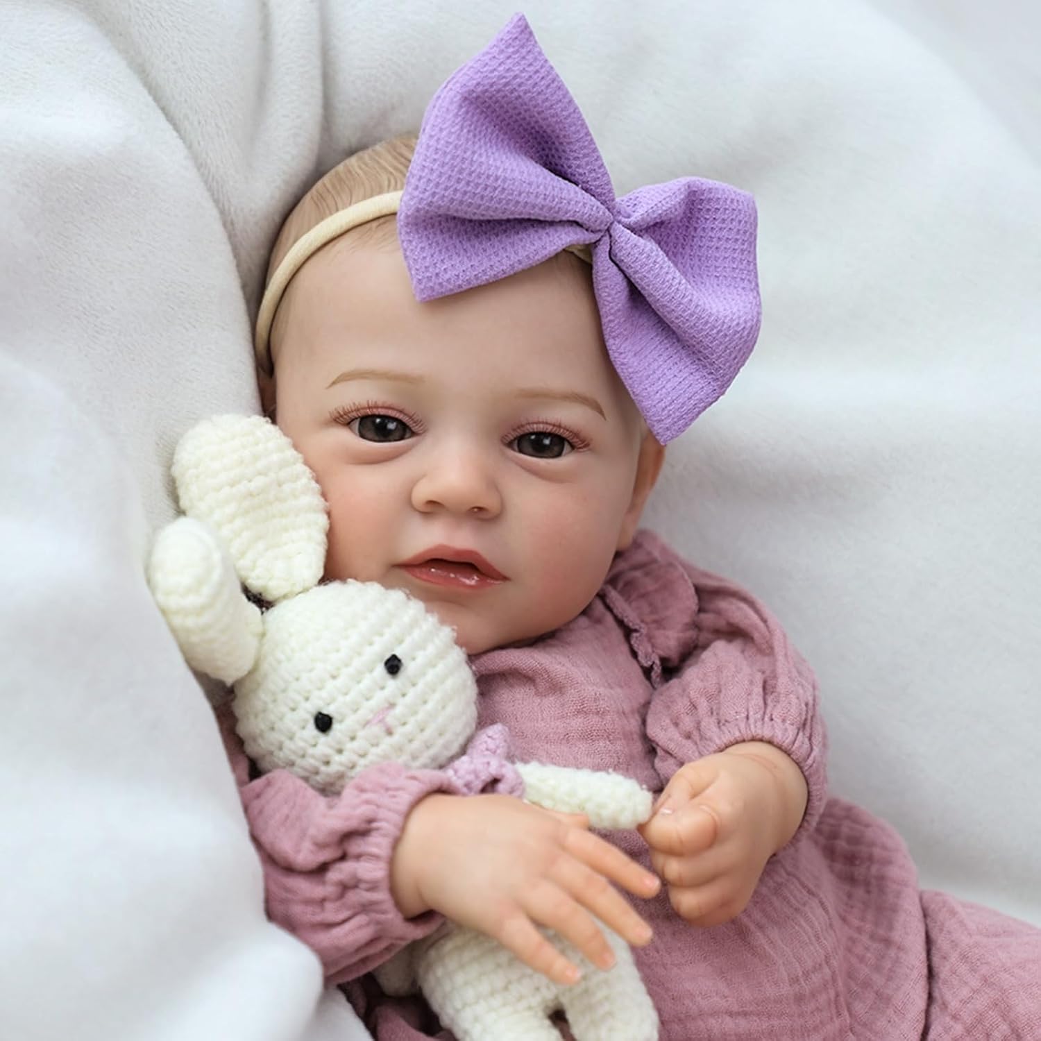 SCOM Realistic Reborn Baby Dolls - 18 Inch Real Life Baby Girl, Silicone Baby with Anatomically Correct, Newborn Doll with Full Body Vinyl, Lifelike Weighted Baby for Kids Age 3+ Gift