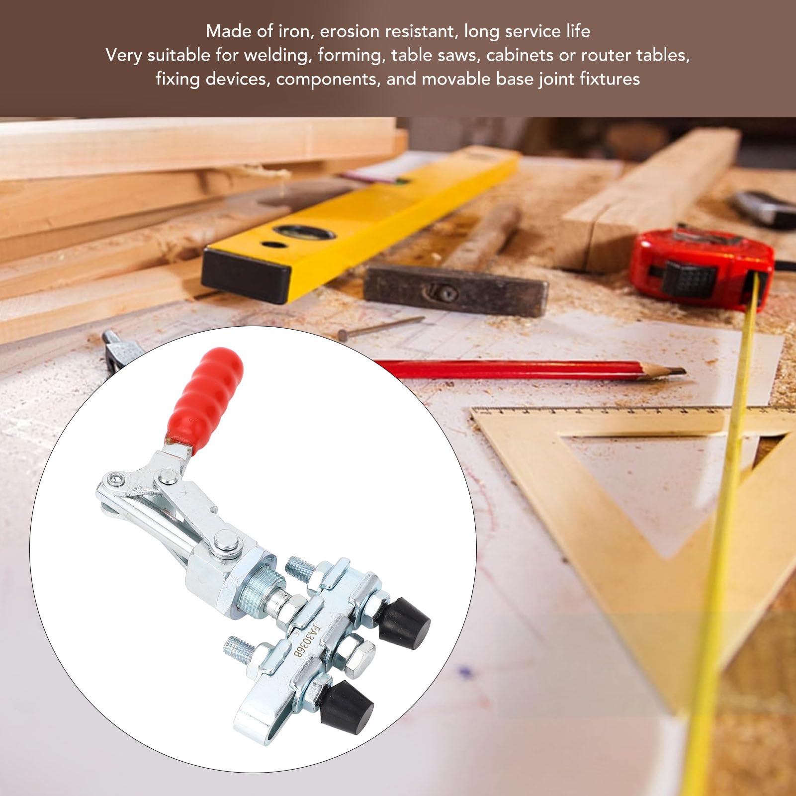 Push Pull Toggle Clamp:39mm Stroke 136kg Clamping Force Quick Release Clamp with Double Heads for elding and Shaping(FA3034B medium size)