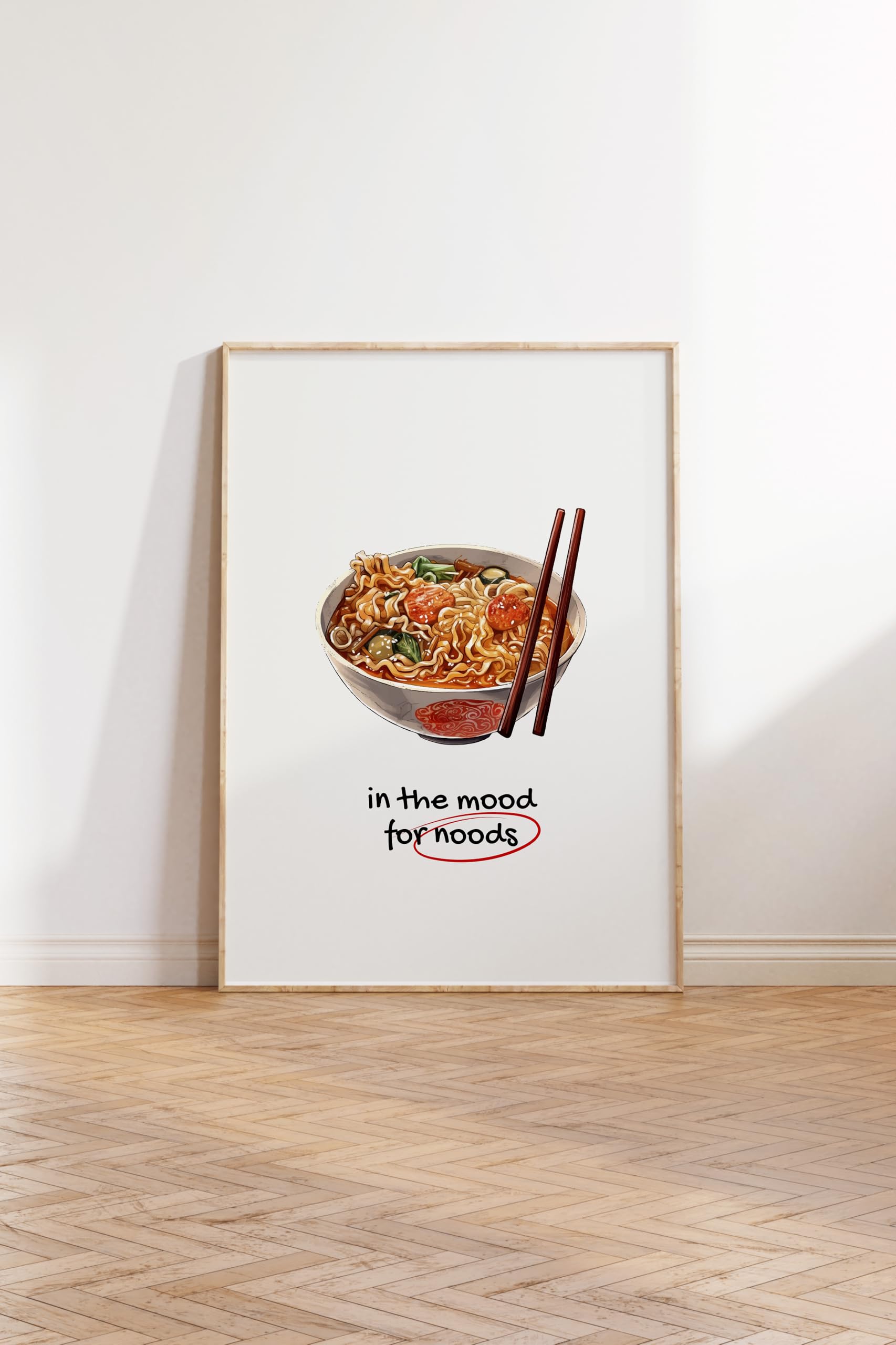 Zestia Ahşap Çerçeveli Tablo, Ramen Kasesi, Mutfak Dekoru, Eğlenceli Tipografi Poster No: 106637 30 x 40