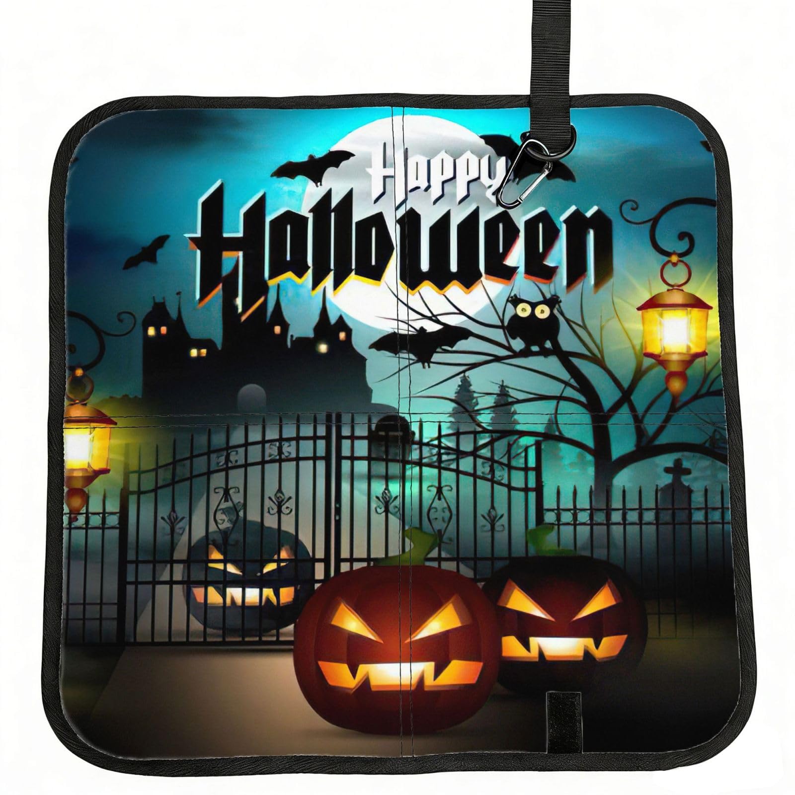 bghdfa Owl Pumpkin Happy Halloween Print Outdoor Sitting Mat Waterproof Oxford Cloth Seat Cushion Folding Foam Camping Seat For Picnic