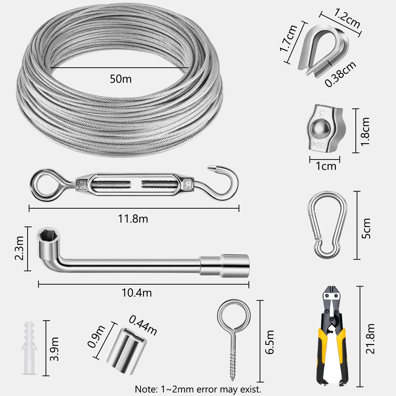Cavo Acciaio Inox 50m 2mm Rivestito PVC - Fune Metallica Per Giardino E Sospensioni - Foto 13