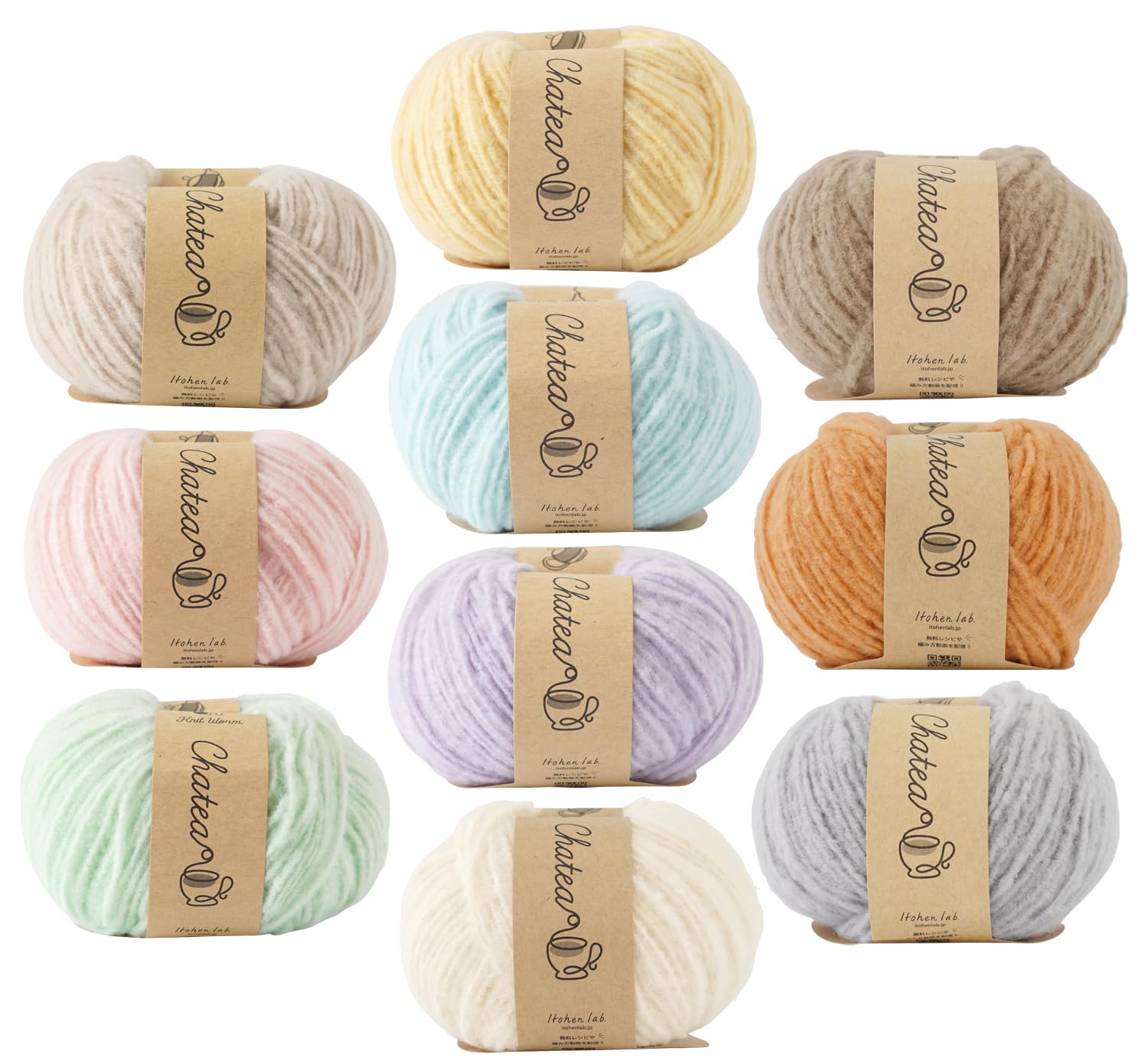 Knitworm Wool Yarn, 10 Ball Set, Chati Fluffy Yarn, Medium Size, 1.1 oz (30 g) (Approx. 28.9 ft (84 m), 100% Polyester (30. Set of All Colors) : Hobbies