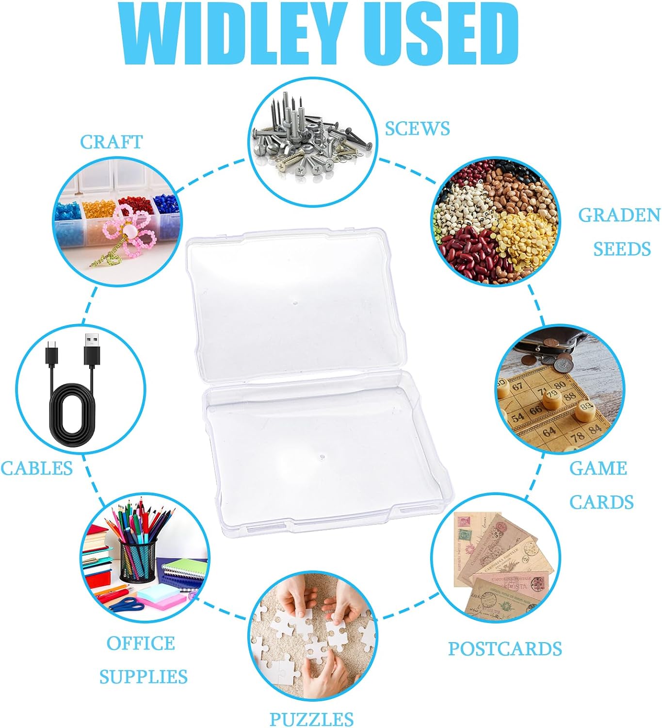 Yesland 5x7inch Photo Storage Box, 6 Inner Photo Cases Keeper with Handle, Clear Plastic Seed Organizer, Craft Storage Container for Greeting Cards Pictures Stamps Scrapbooking Office Supplies