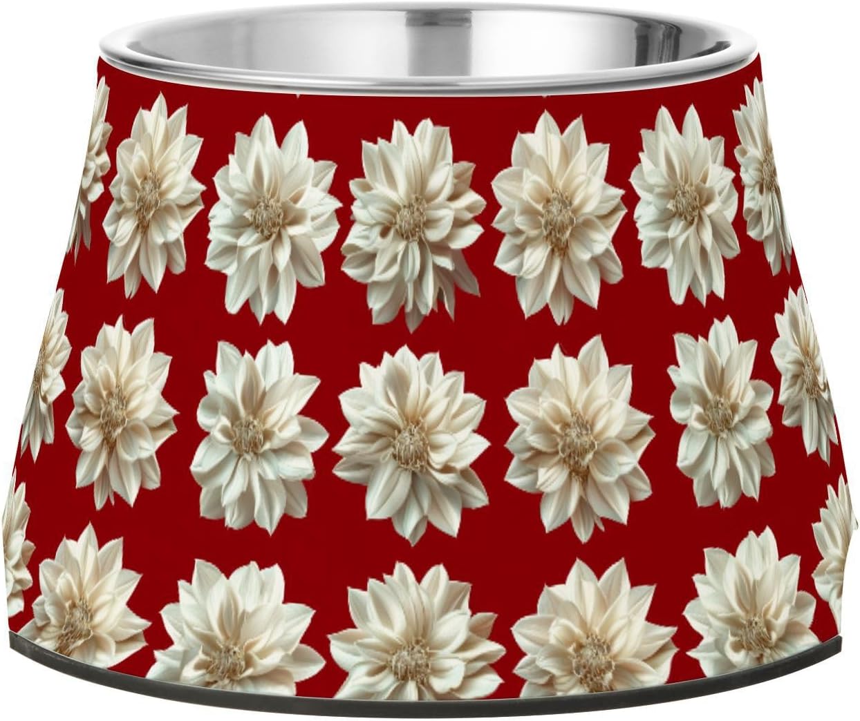 Aesthetic Dahlia Red Dogs Food Bowl Non Slip Stainless Steel Pets Basic Bowls for Small Pet Slow Down Eating