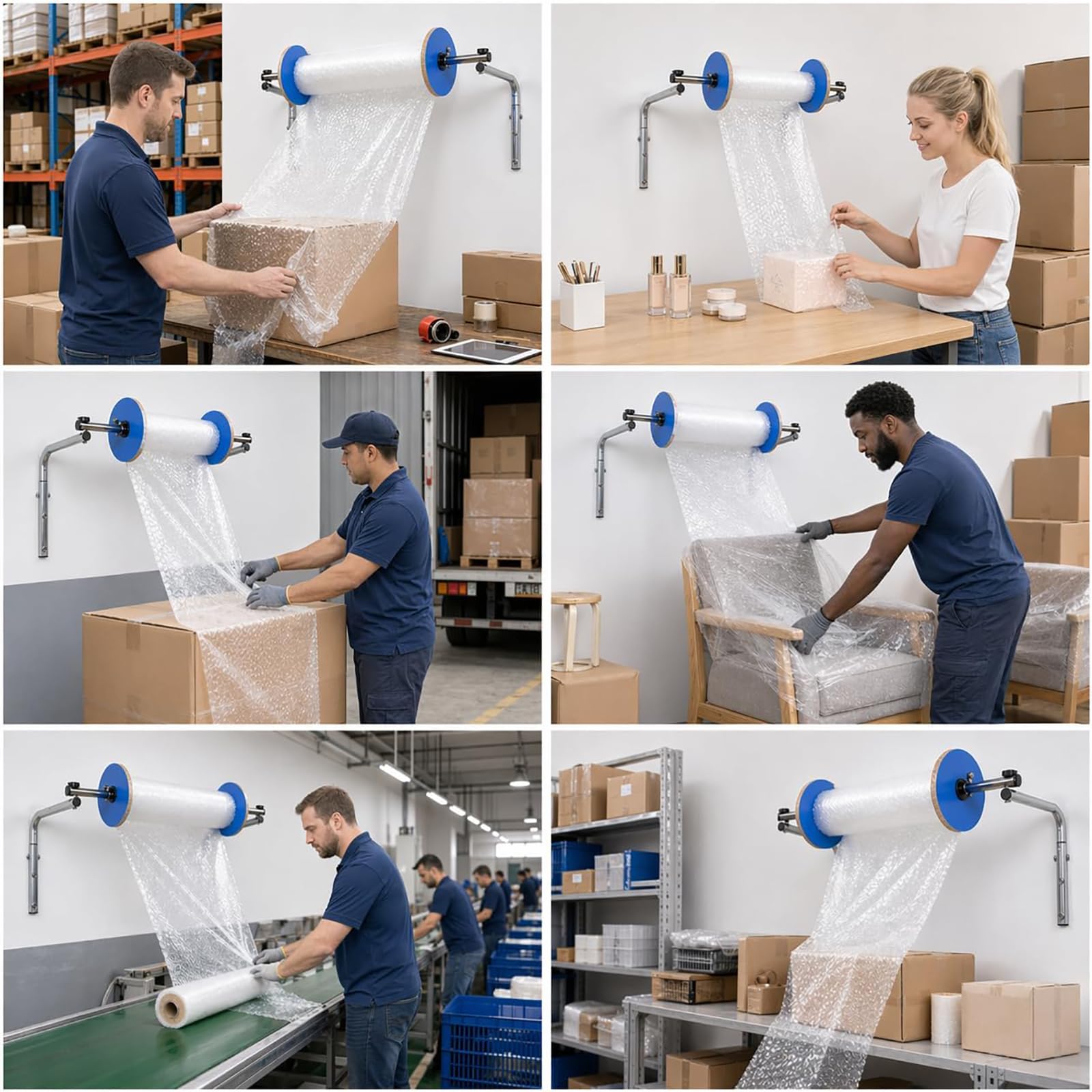 Distributeur De Rouleau De Film À Bulles, Support Mural De 40 Cm, Facile À Installer, Fabriqué En Acier Laminé À Froid Industriel Épais Pour Lemballage, Le Déménagement Et Lexpédition. Protection