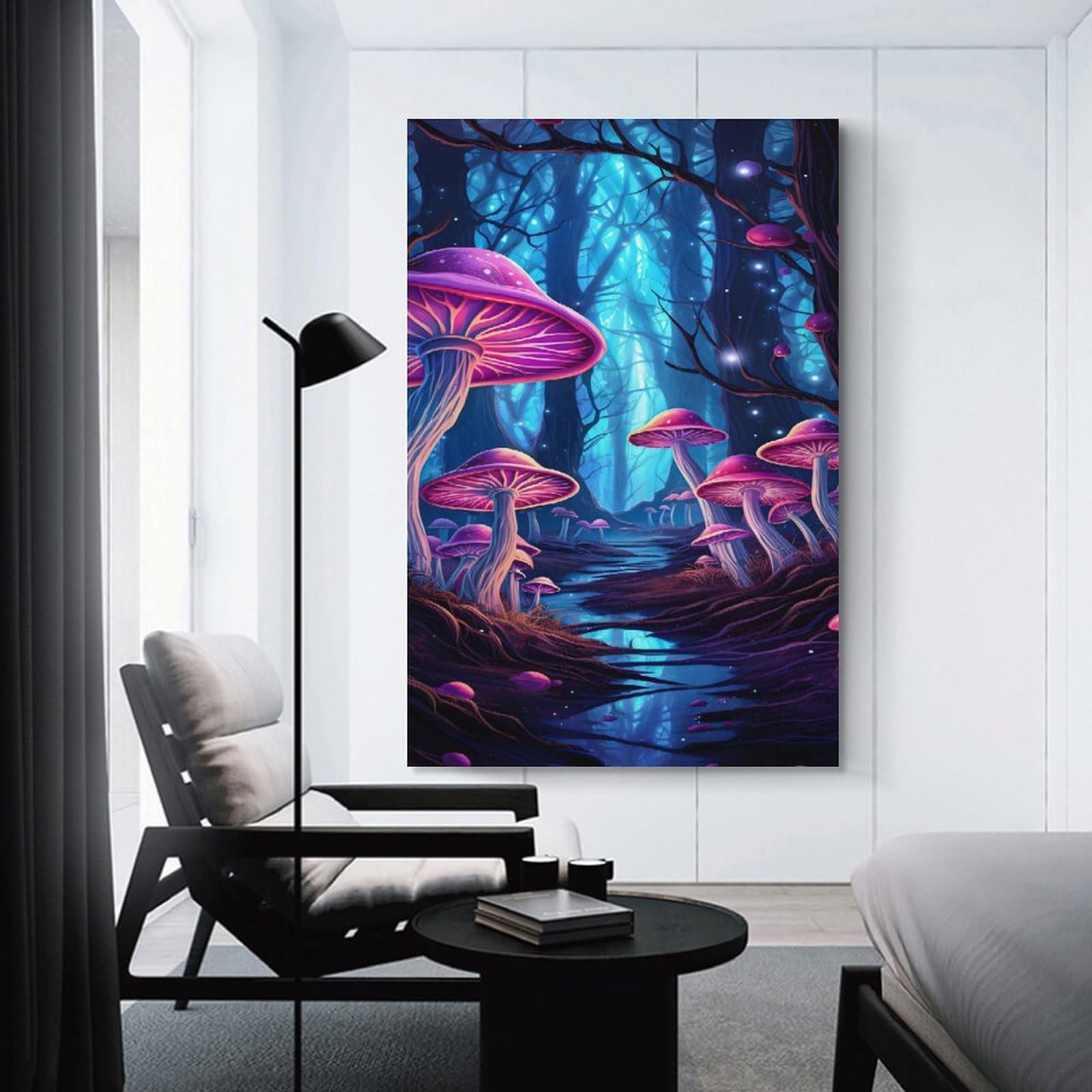 Junmoney Canvas Wall Art Mystical Forest Mushrooms, 20x30inch(50x75cm), for Bedroom, Guest Room Or Reading Nook, Canvas Wall Decor for Personal Spaces