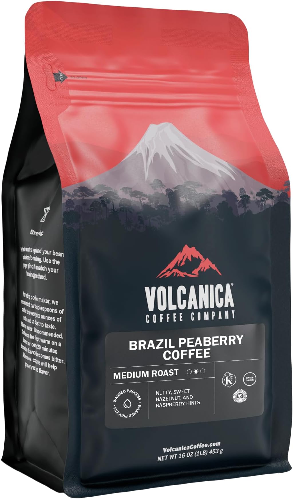 (Brazil Peaberry, Whole Bean) - Brazil Peaberry Coffee, Whole Bean, Fresh Roasted, 470ml