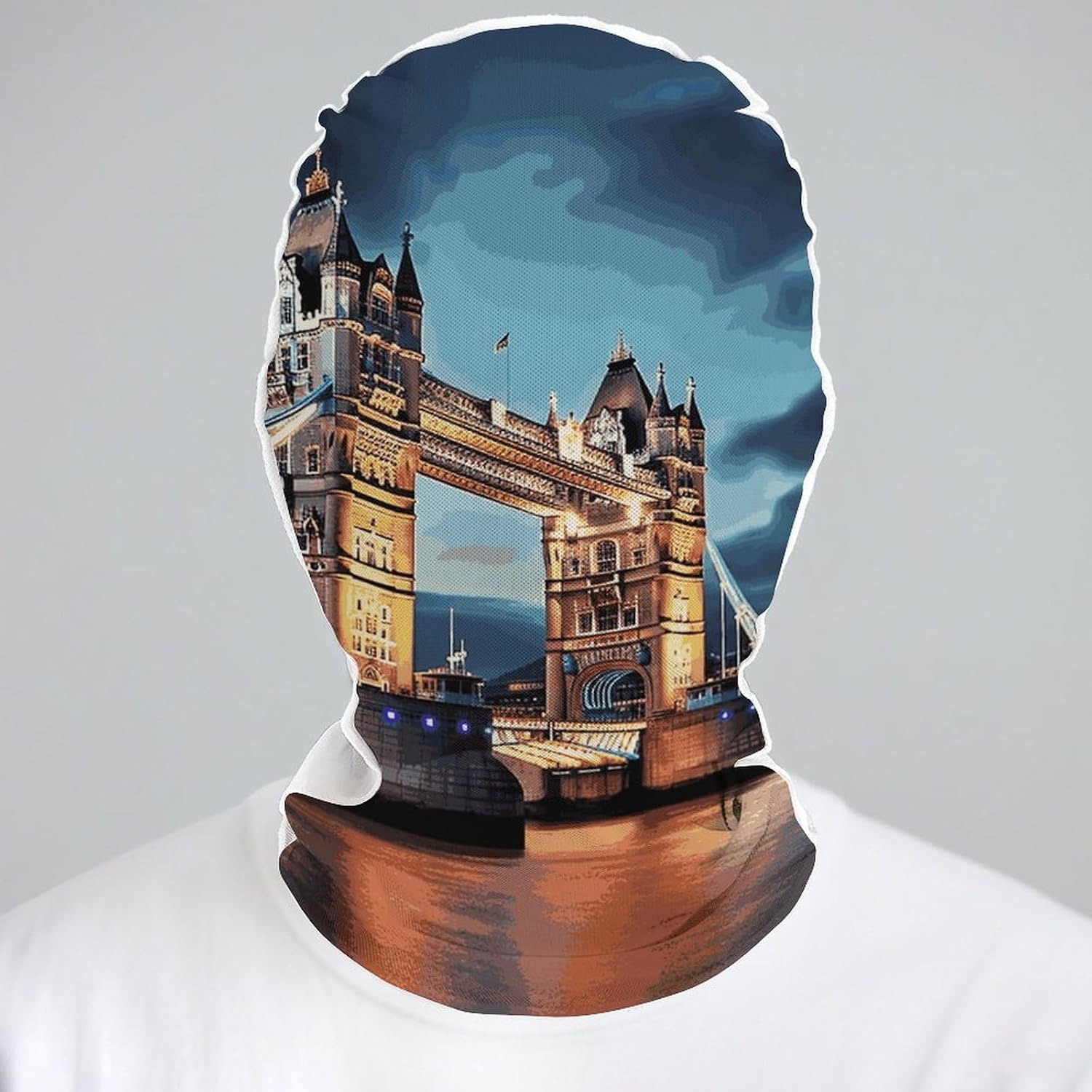 Tower Bridge in London Face Shielding Protection for Women, Funny Cooling Mask for Men, Breathable Full Head Mask for Outdoor, Full Face Cover for Cycling, Windproof Hood Cover White image 5