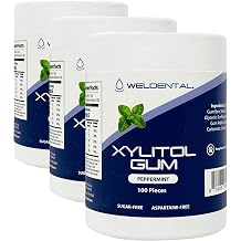 Weldental Xylitol Gum, Cardboard tube 100 Count Peppermint Pack of 3