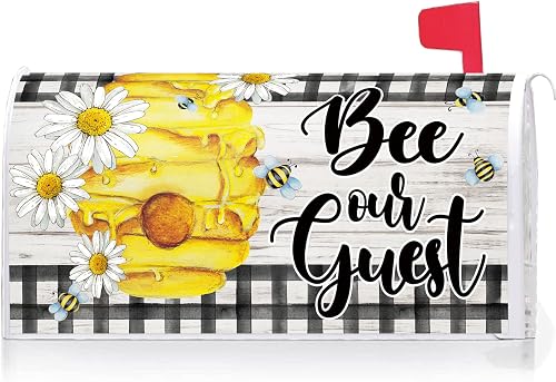 Texupday Bee Our Guest Daisy Floral Decoration Mailbox Cover with Magnetic Strip