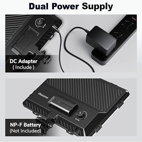 Miniatura 4 de Dazzne Luz de video LED D30 con puerta de granero, 20W 2400Lux luz de estudio, luz de cámara CRI96 2500-6500K Luz de panel regulable para YouTube