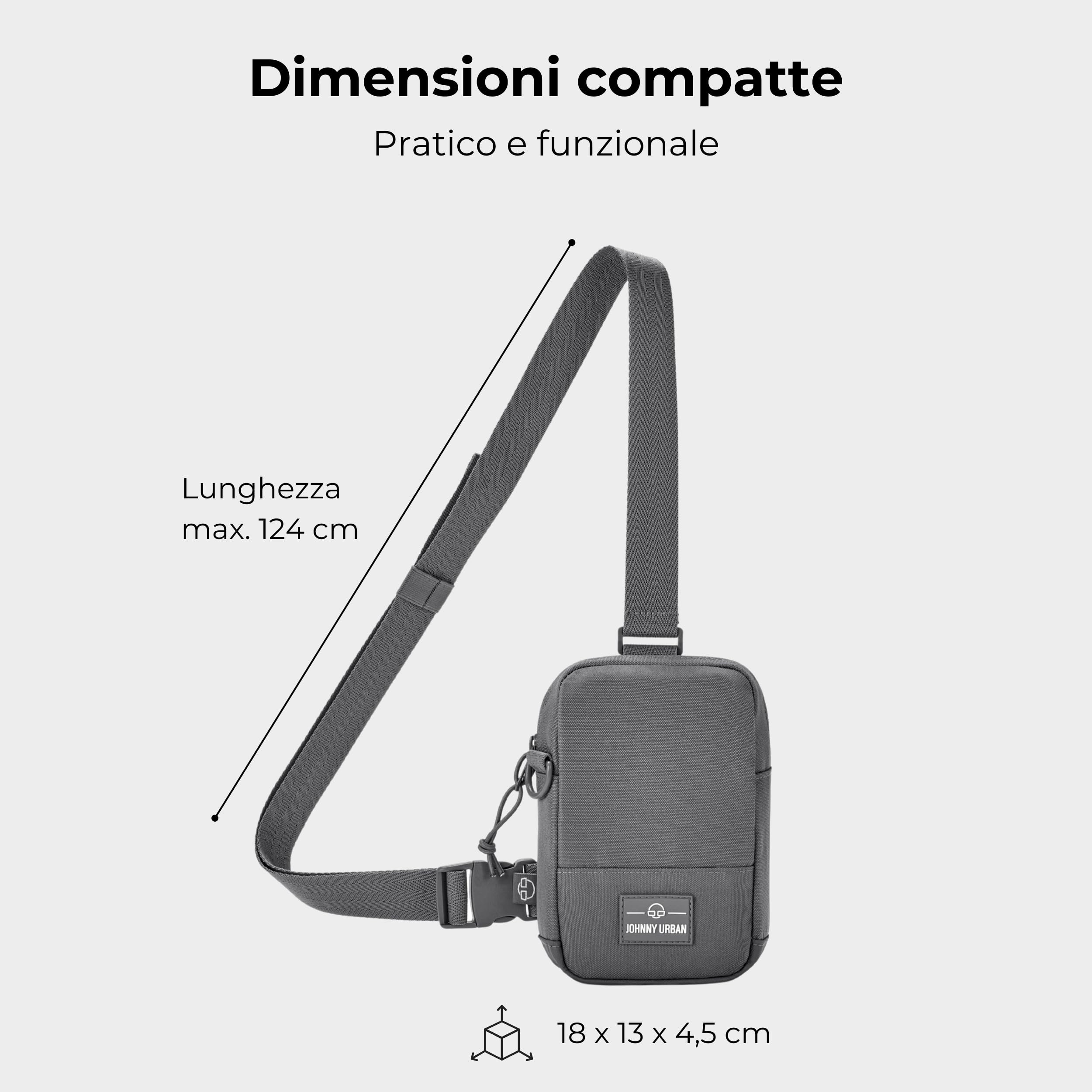 Johnny Urban Sling Bag Donna Uomo - Arthur - Borsa a Tracolla Monospalla per Travel, Festival, Escursionismo, Viaggio - Scompartimento per Cellulare, Chiavi, Portafoglio - Idrorepellente