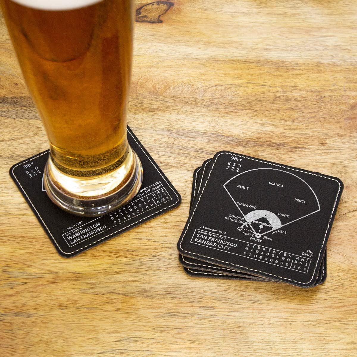Greatest Giants Plays: Leatherette Coasters (Set of 4) | Iconic San Francisco Baseball Moments | Unique Gift for Sports Fans