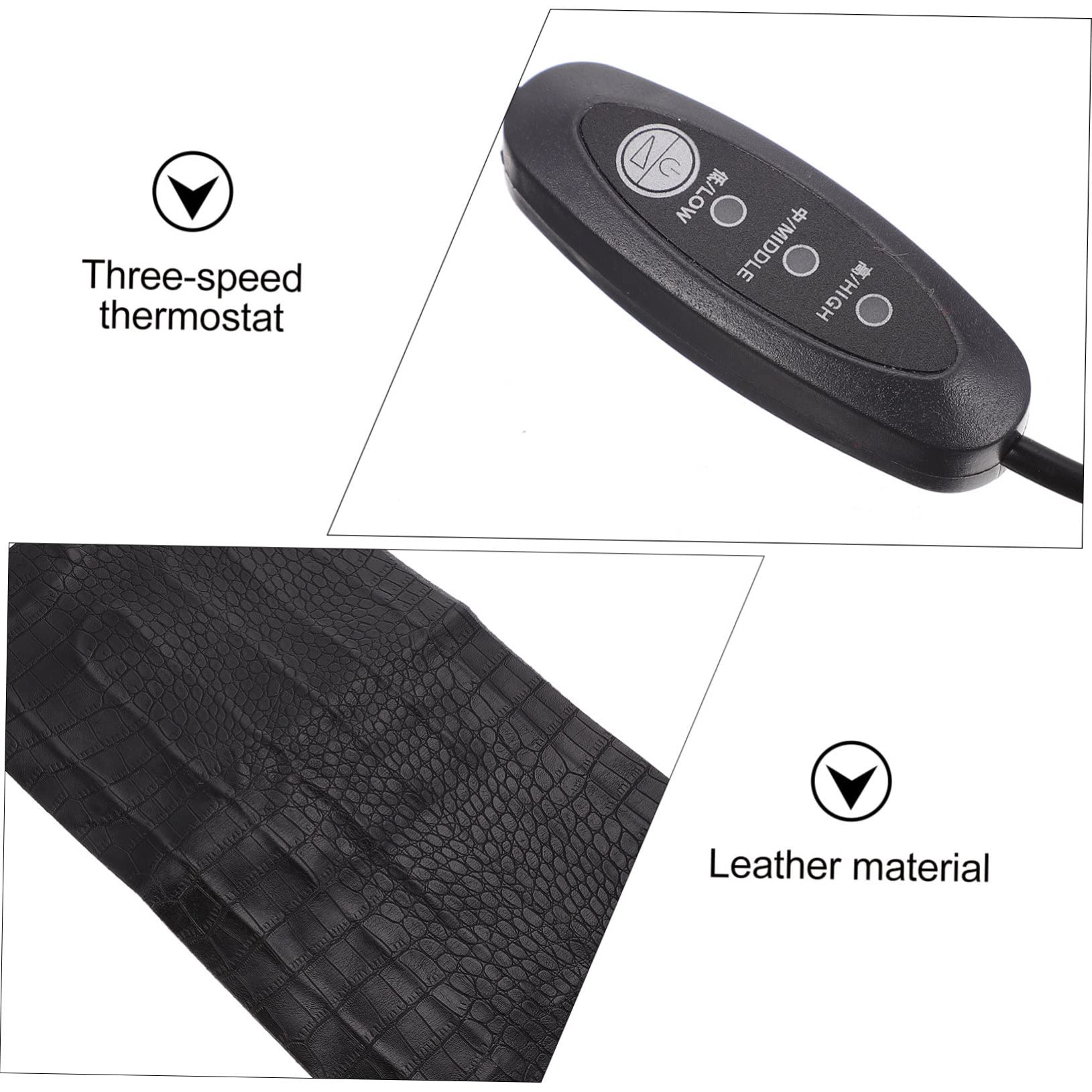 Tappetino Riscaldante per Rettili in Cuoio Nero Regolazione USB a 3 Livelli di Temperatura, Portatile per Animali Domestici Piccoli e Ambienti Esterni