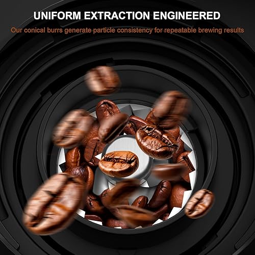 Miniatura 3 de Wancle Molinillo de café cónico, molinillo de granos de café con ajustes de molienda ajustables para expreso, goteo y prensa francesa, bajo ruido