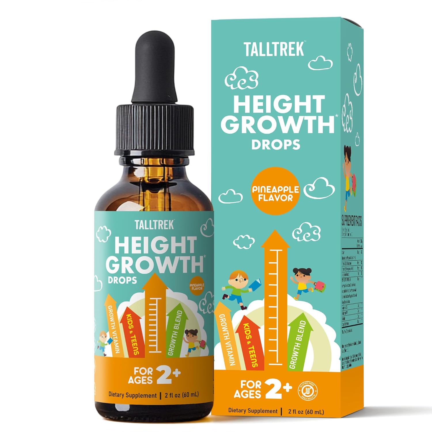 Height Growth Supplement Drops for Kids - Teens Bone Growth Height Increase and Maximizer Immune Health Drops with Vitamins D3 K2 Zinc & Calcium - Gluten Free Vegan Pineapple...