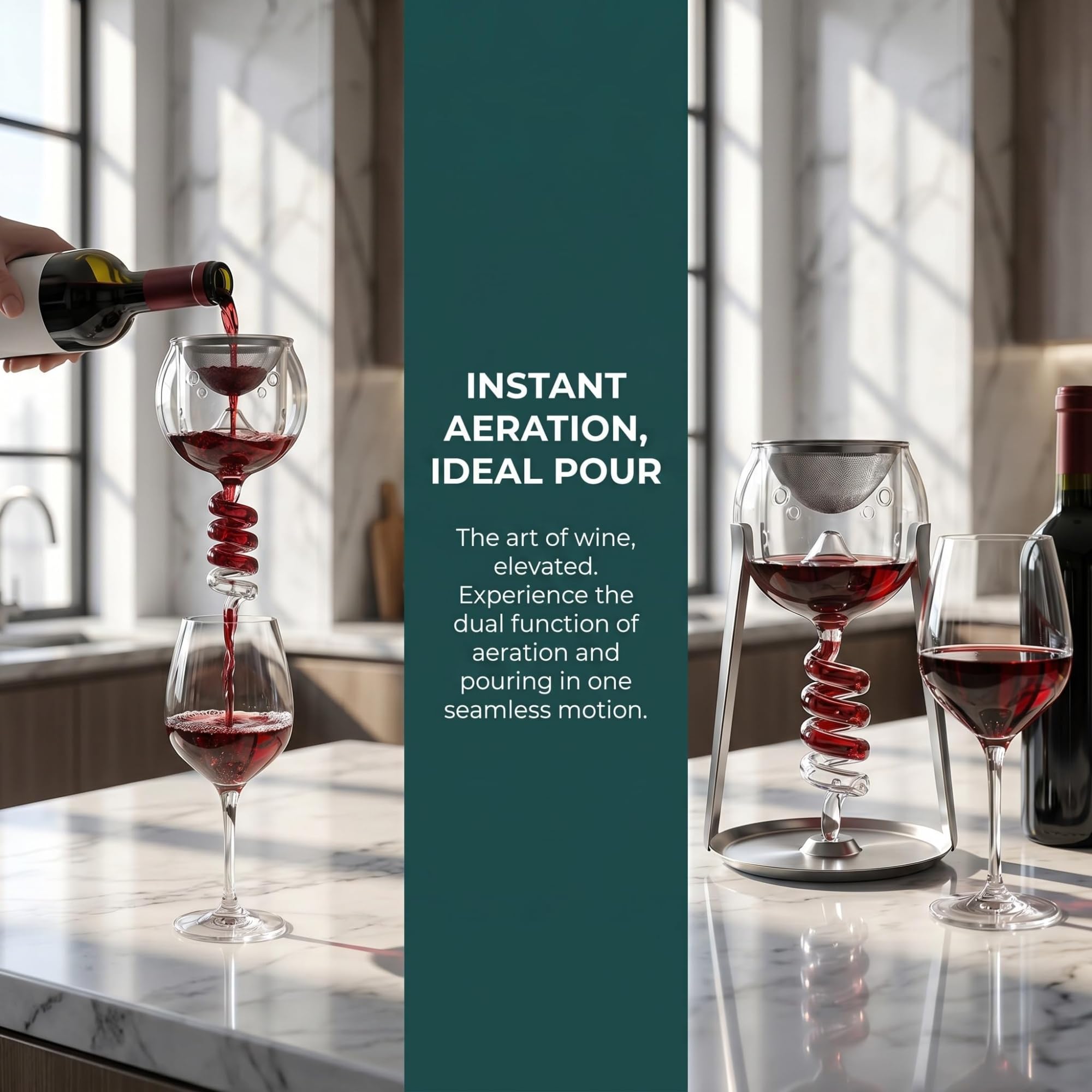 Aérateur De Vin En Verre, Décanteur Twister, Aération Lente