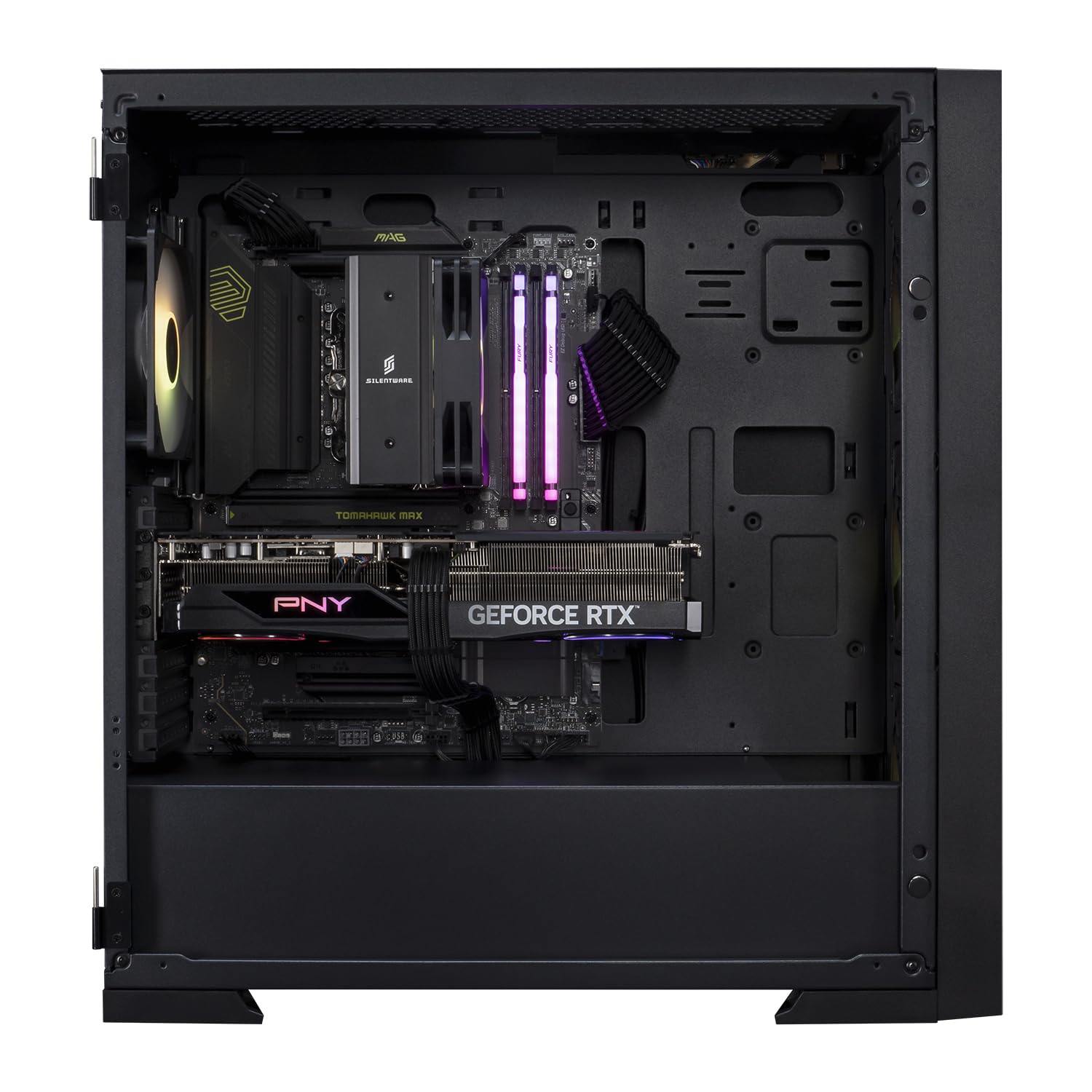 FROZN Aero A-RGB - Caja para PC para gaming ATX MidiTower – 4 ventiladores RGB de 120 mm preinstalados, 3 puertos USB-A frontales, vidrio templado, malla frontal para un flujo de aire fuerte, acero