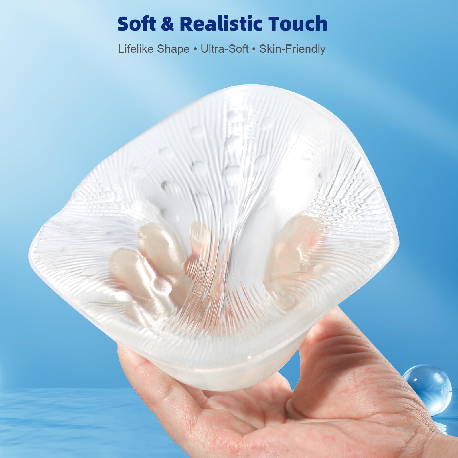 Protesi mammaria per mastectomia per nuoto, forma del seno in silicone impermeabile, inserto concavo per donne post-mastectomia, protesi a triangolo (1 pezzo)