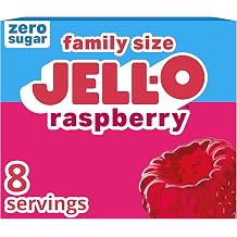 Jell-O Gelatin Dessert Mix, Family Size, Raspberry, 0.6 oz Box