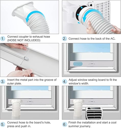 Miniatura 5 de Kit de ventana de aire acondicionado portátil, placa de kit de ventilación de ventana deslizante verticalhorizontal ajustable para unidad de AC,