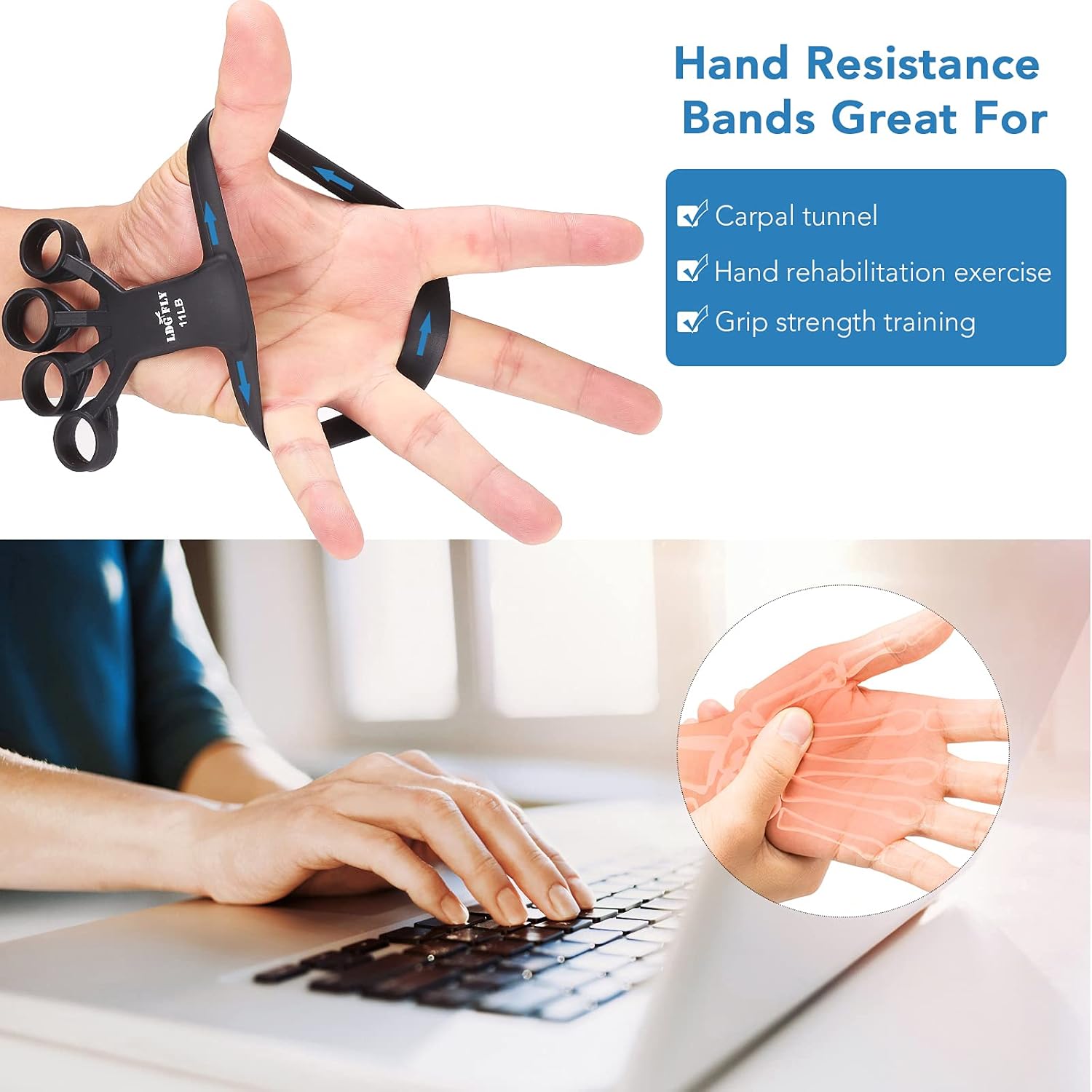 Hand Grip Strengthener - Upgraded Finger Stretcher and Finger Exerciser - Professional Finger Expander and Grip Strength Trainer for Hand Therapy, Arthritis, Carpal Tunnel, Rock Climbing and Guitar : Sports & Outdoors