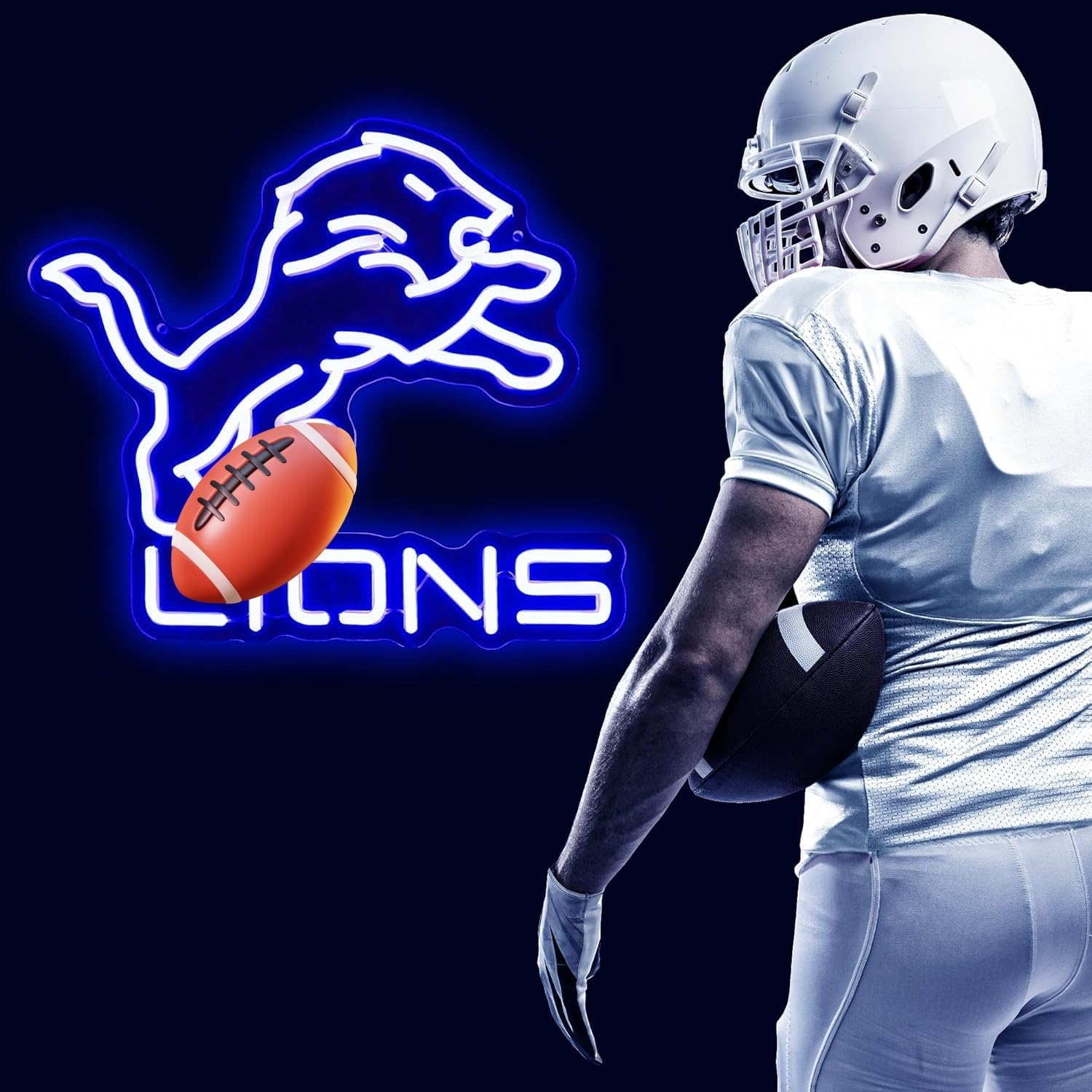 Football Team Neon Sign, Cool Dimmable Light Up Football Team Logo Hanging USB Powered for Wall Decor, Man Cave, Bedroom, Game Room Deco, Birthday Christmas Merch Gift for Boys Fans - Image 6