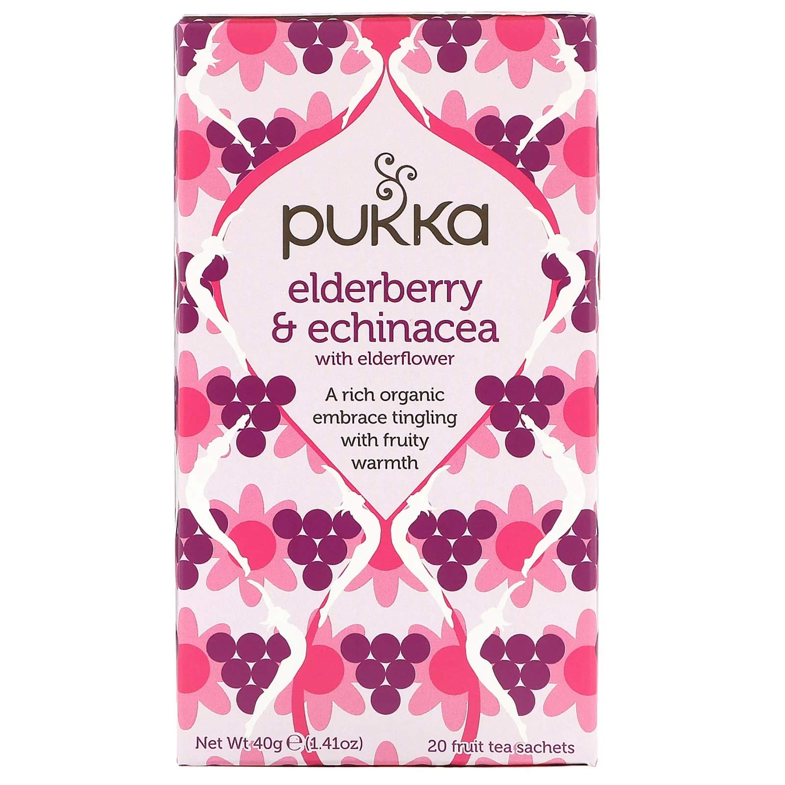 Pukka Herbs, Elderberry & Echinacea, 3 Pack, 20 Fruit Tea Sachets Each
