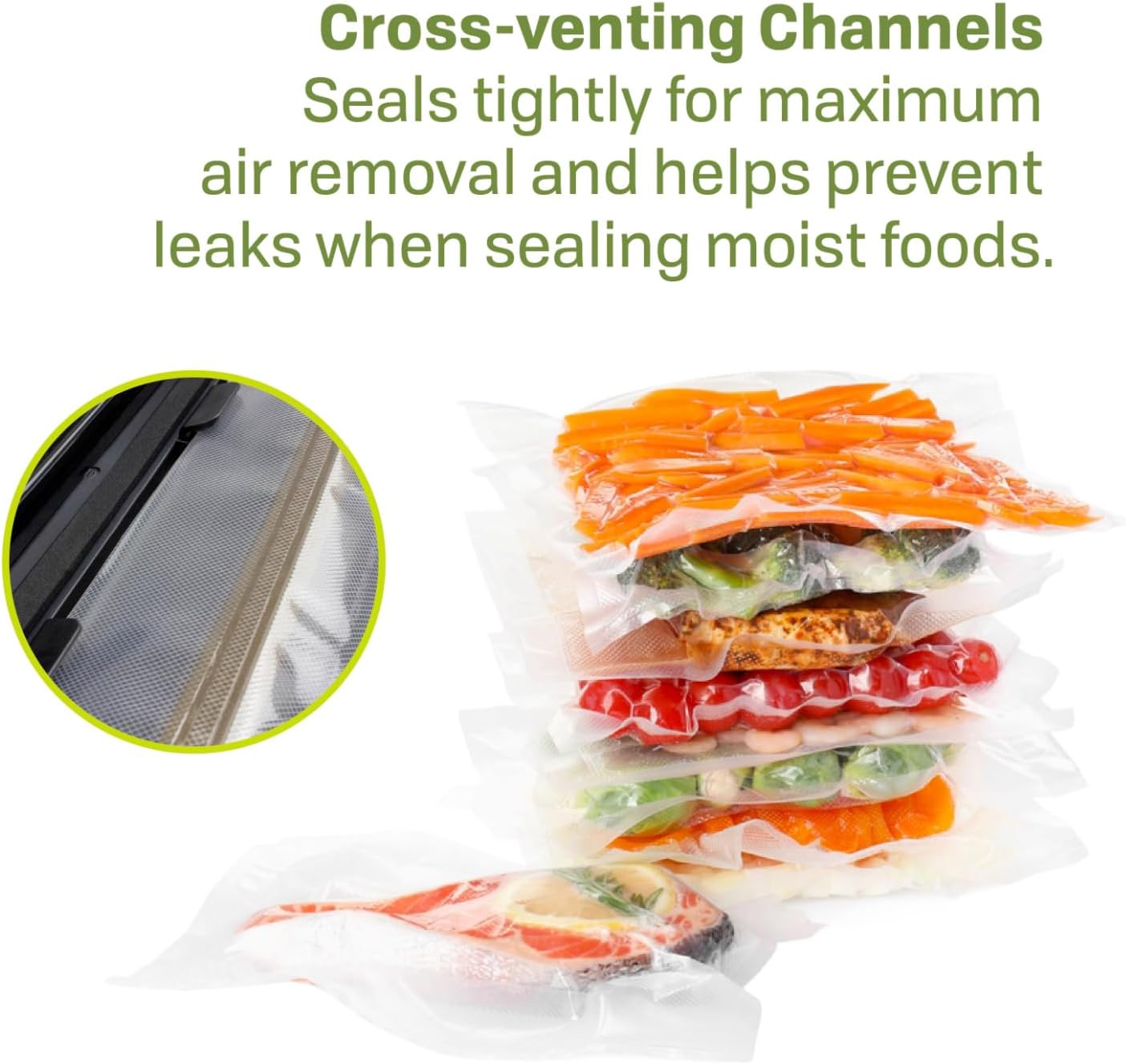 NESCO VS-03R Vacuum Sealer Bags for Home Food Storage, Liquid‑Friendly Bags Safe for Microwave and Sous‑Vide Cooking