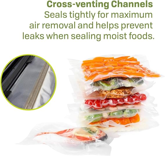 NESCO VS04R Vacuum Sealer Rolls for Home Food Storage, CustomSize 11Inch Bags Compatible with Nesco and Most Vacuum Sealers