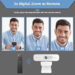 Zoom Certified, NexiGo N940P 2K Zoomable Webcam with Remote and Software Controls | Sony Starvis Sensor | 1080P@ 60FPS | 3X Zoom in | Dual Stereo Microphone, for Zoom/Skype/Teams/Webex (White)