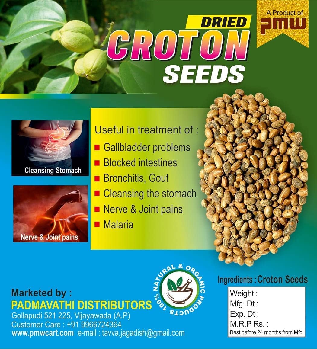 Pmw - Croton Tiglium - Purgative Croton Oil Seeds - Nepala Seeds - Jamalgota - Jamalgotha - 250 Grams