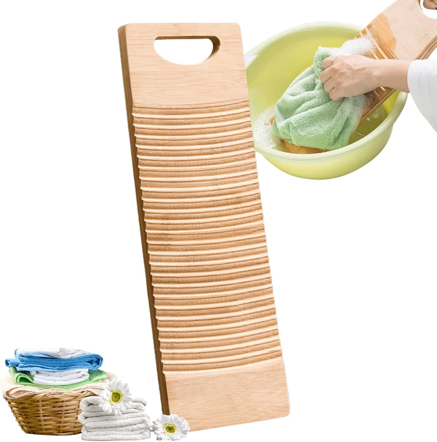 Washboard Washboard Washing Clothes Bamboo Wood Hand Old-Fashioned Manual Hand Washer Scrub Board Bathroom Accessories Cleaning Tools