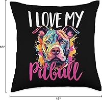 Vista 4 de PITBULL DOG OWNER Design - Store Pittie-I Love My Pitbull - Almohada (18 x 18 pulgadas), multicolor