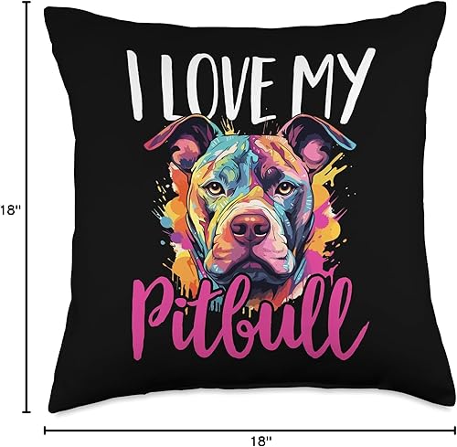 Miniatura 4 de PITBULL DOG OWNER Design - Store Pittie-I Love My Pitbull - Almohada (18 x 18 pulgadas), multicolor
