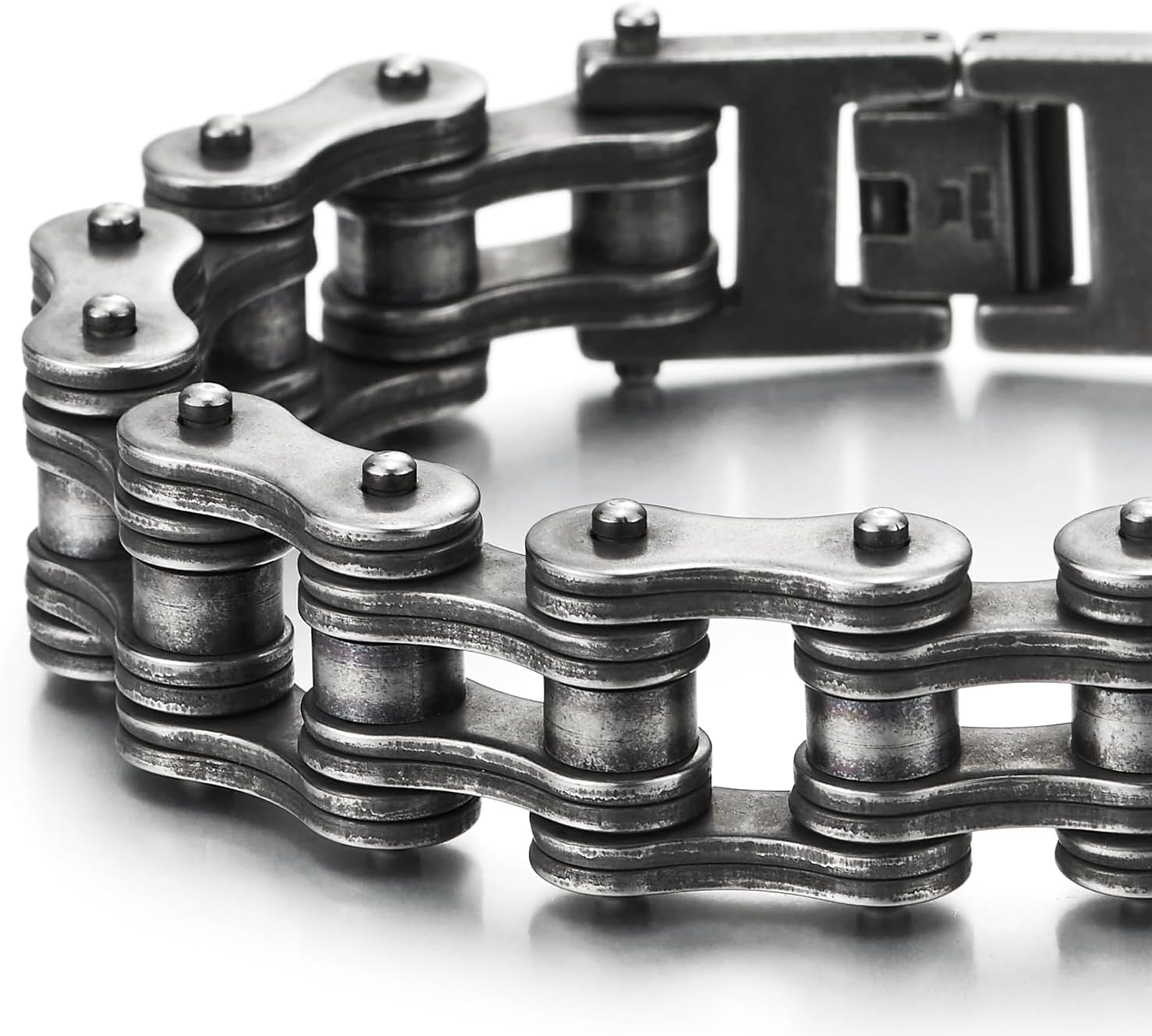 COOLSTEELANDBEYOND Masculine Mens Bike Chain Bracelet of Stainless Steel Two-Tone Polished - Image 4