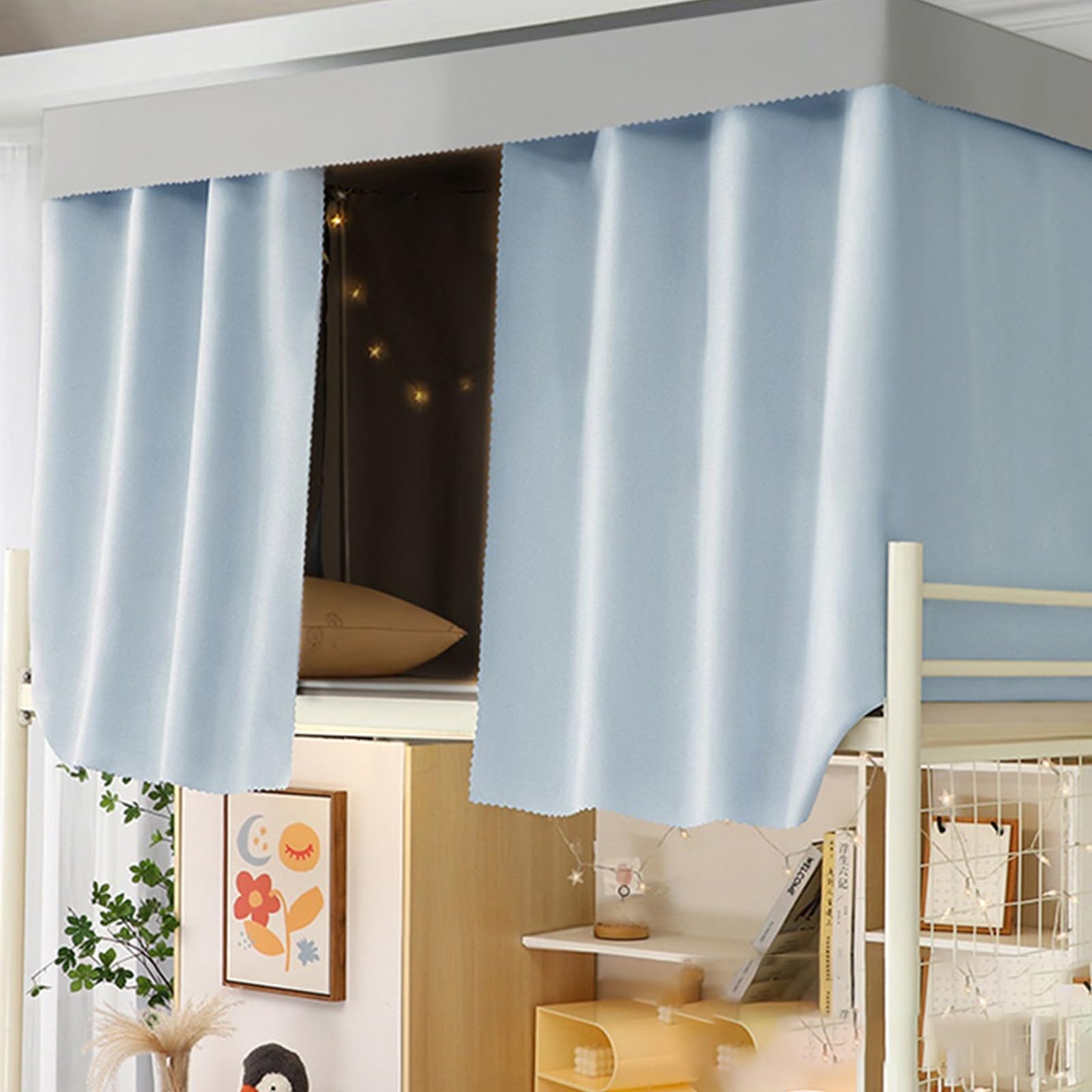 LVYUDS Bunk Bed Curtains for Teenagers Students Loft Bed Curtains Blackout Privacy Protection Bunk Bed Tent Breathable Dust-Proof(Curtain*2,1.5M_BLUE)
