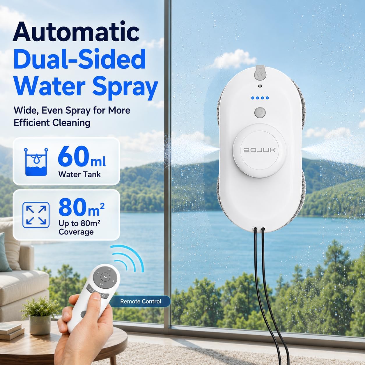 Window Cleaning Robot, 6500Pa Strong Suction, 3 Cleaning Modes