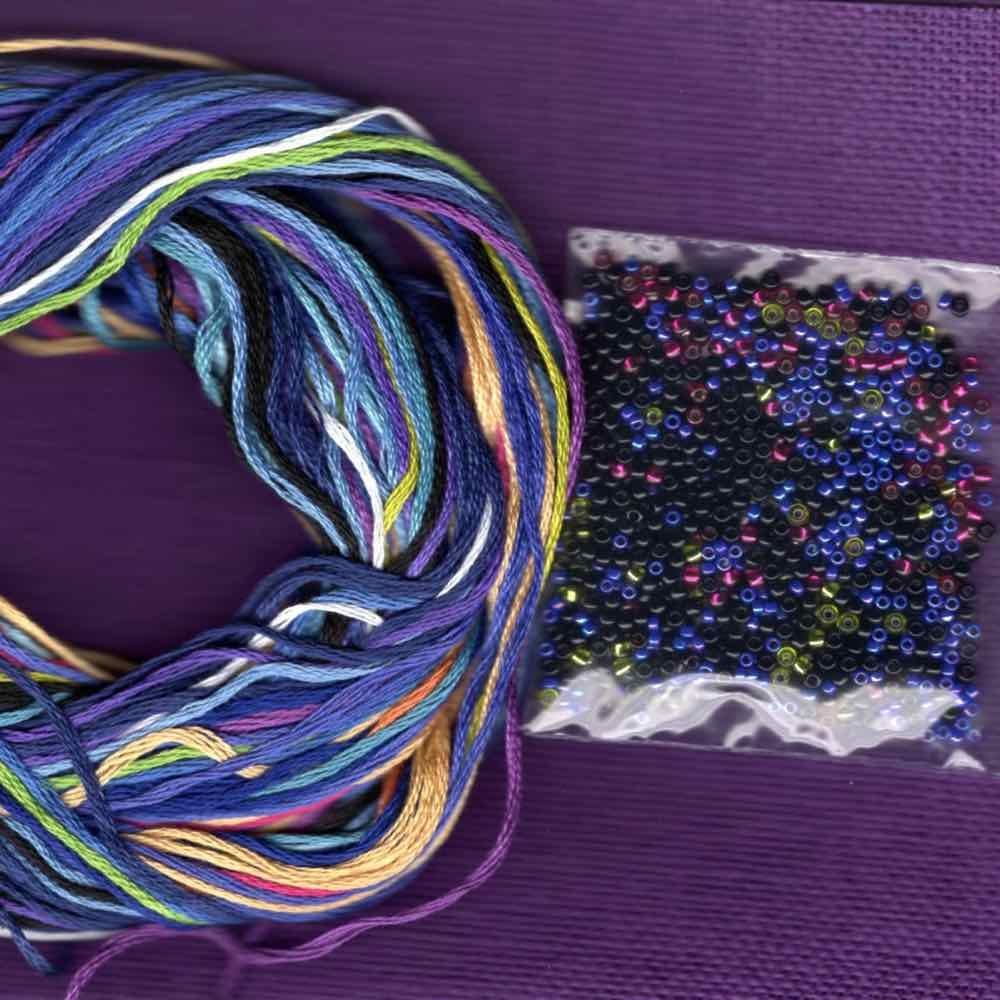 Bloomingtails Beaded Counted Cross Stitch Kit (Linen) Mill Hill 2016 Laurel Burch Dogs Collection LB301614