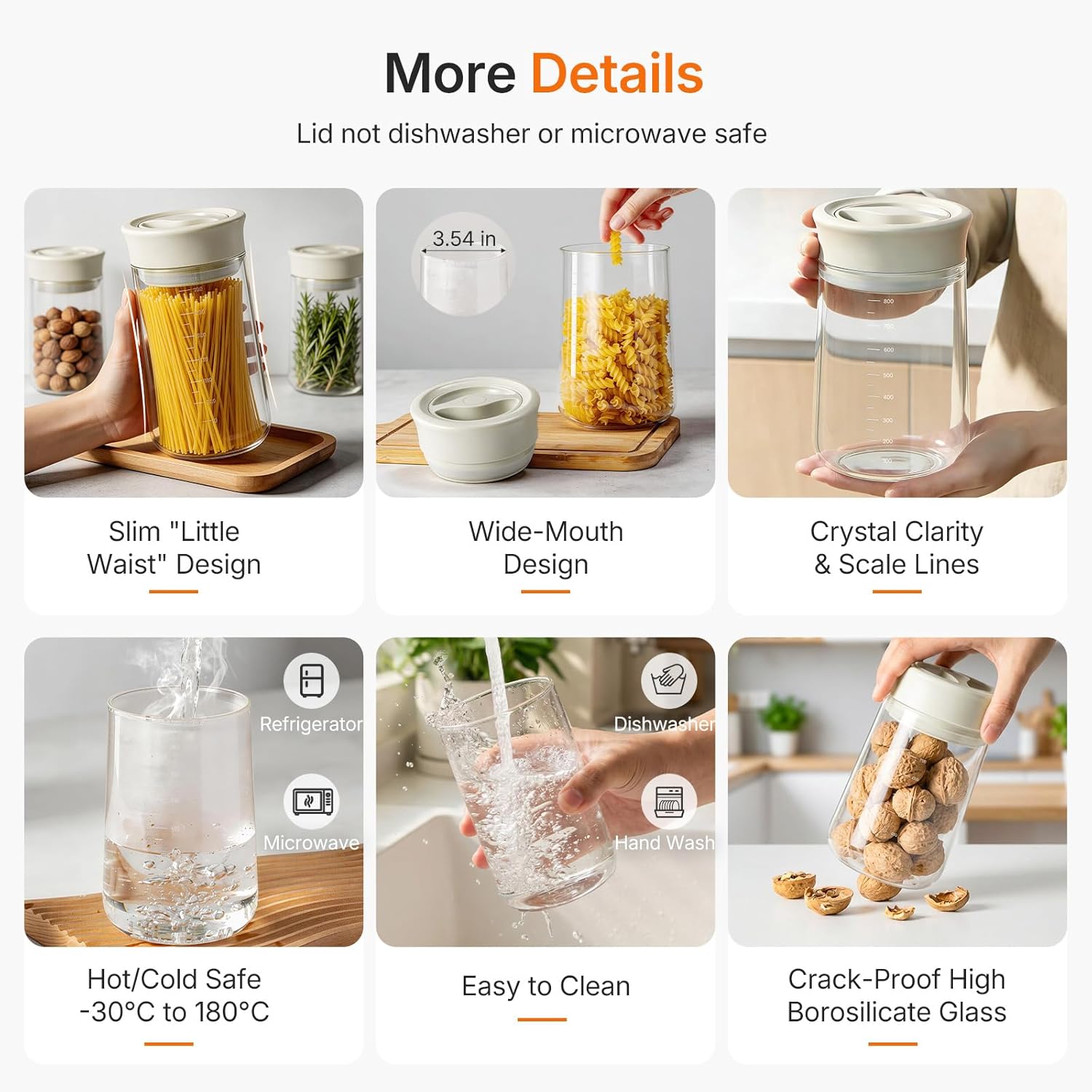 Upgraded Rotary Airtight Glass Jar with Lid, Borosilicate Coffee Storage Container, 800ml/27oz Stackable Pantry Organizer for Coffee Beans Grounds, Pasta, Flour, Nuts, Sugar, Candy, Snack