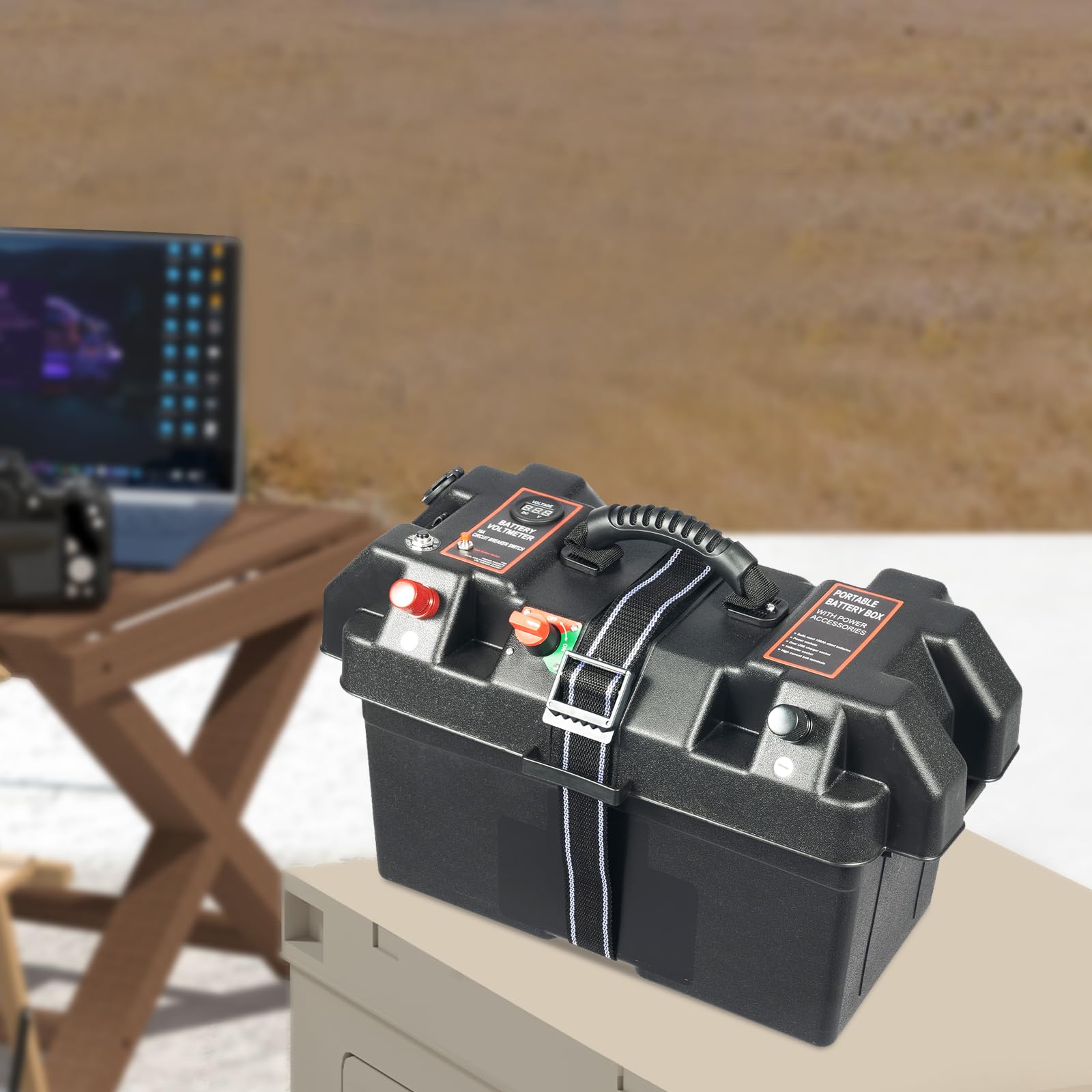 Multifunktionale Smart‑Batteriebox mit LED‑Display, Tragegriff,44*24.5*27cm