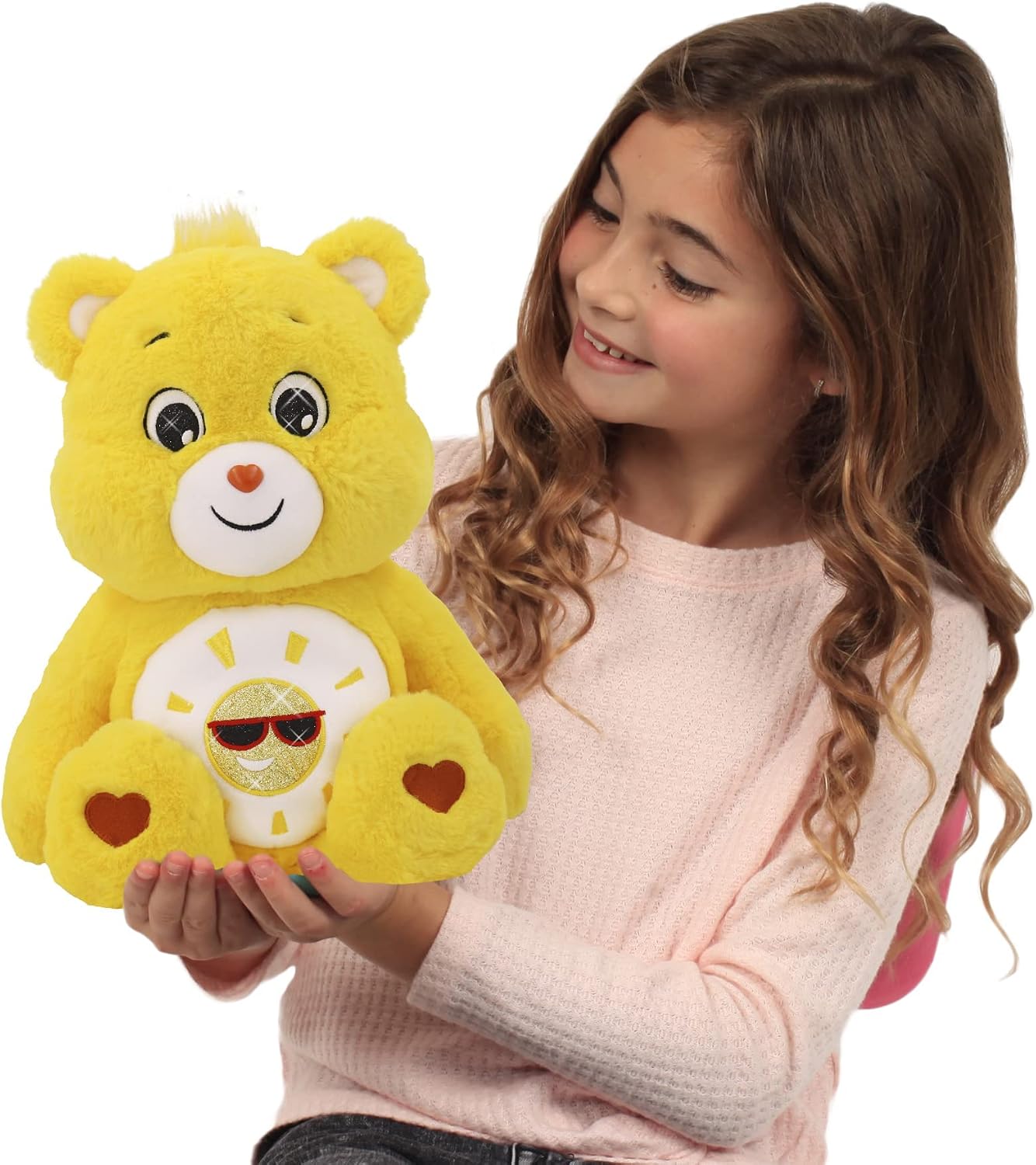 Care Bears 18" Plush - Funshine Bear with Glitter Belly Badge - Soft Huggable Material!