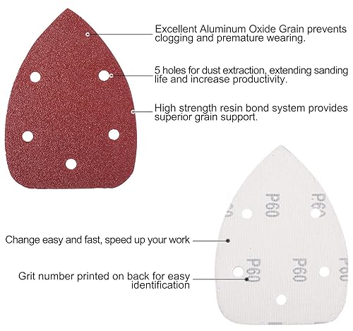 Miniatura 21 de S SATC Lijadora con detalle de ratón, 50 almohadillas de lija para ratón, 12 agujeros, varios granos 60/80/120/150/220