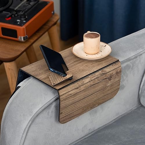 Bandeja de brazo de sofá bandeja de sofá flexibleplegable taza de sofá y soporte para teléfono mesas de bandeja mesa auxiliar de mesa de brazo de